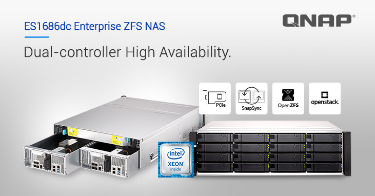 QNAP phát hành NAS Dual-Controller ES1686dc Enterprise ZFS – Lưu trữ tối ưu và sẵn sàng cao