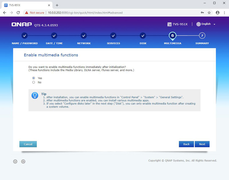 QNAP TVS 951X Initializing 9