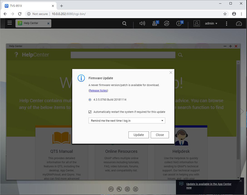 QNAP TVS 951X Firmware Update 1