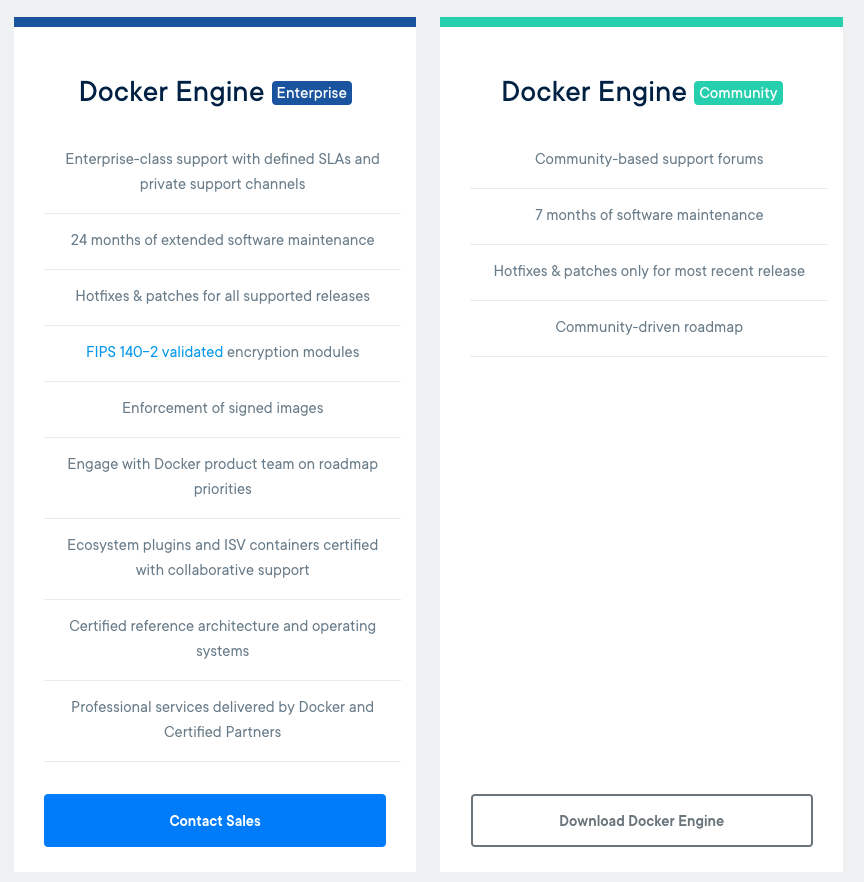 Hình ảnh so sánh Docker CE và Docker Ê