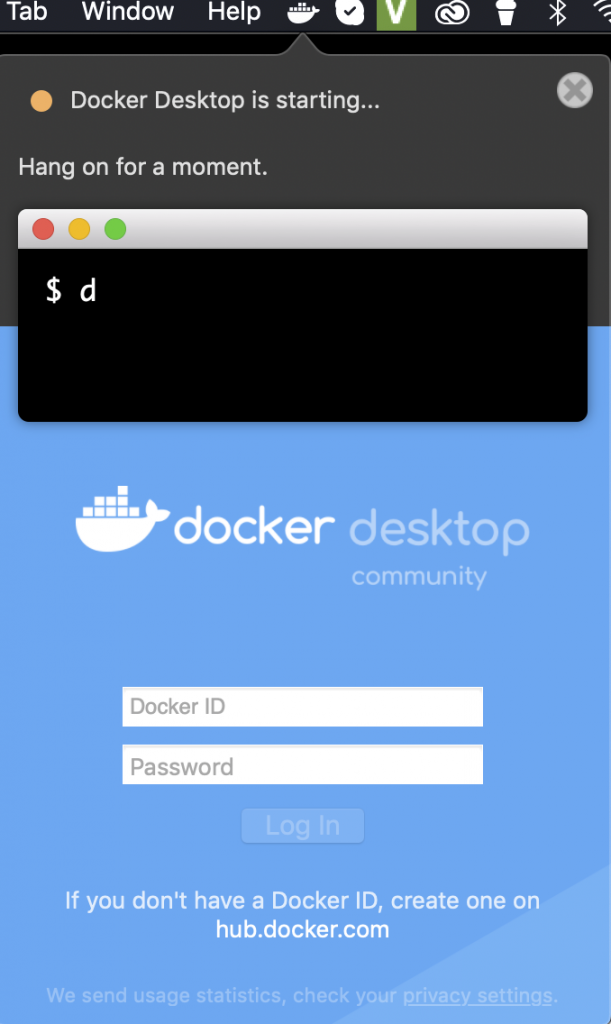 Docker đang khởi chạy