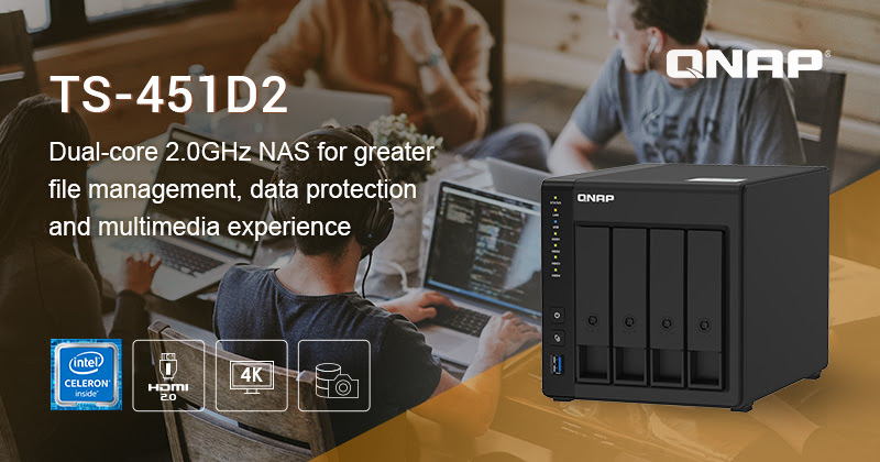 QNAP ra mắt NAS TS-451D2: Vi xử lý Intel J4025 Dual-core với nhiều tiện ích nổi bật