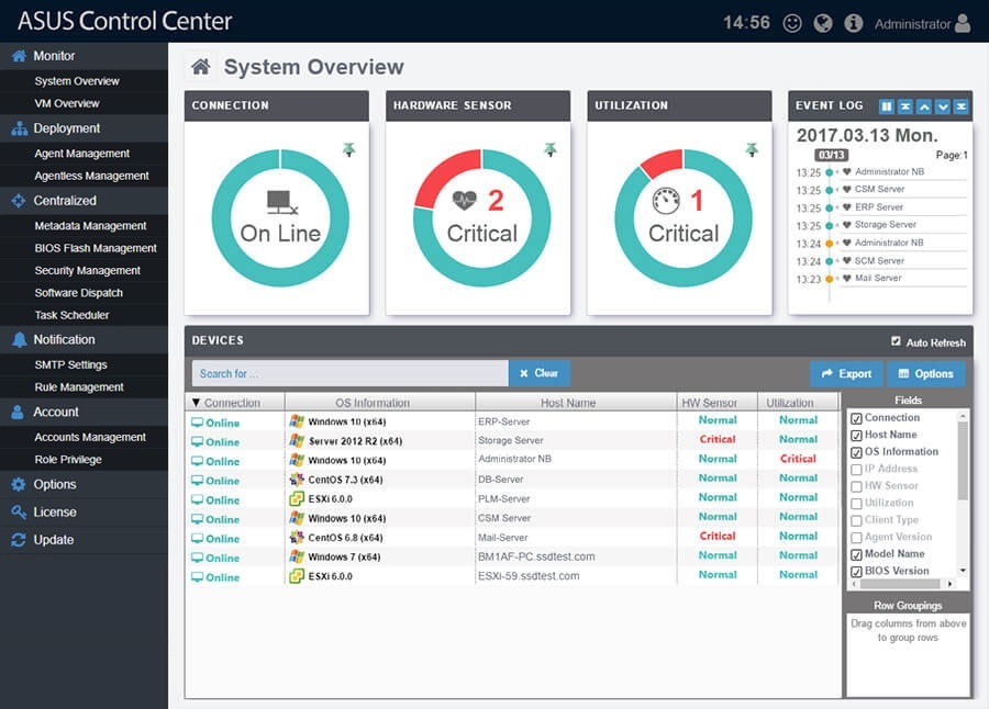 ASUS Control Center UI