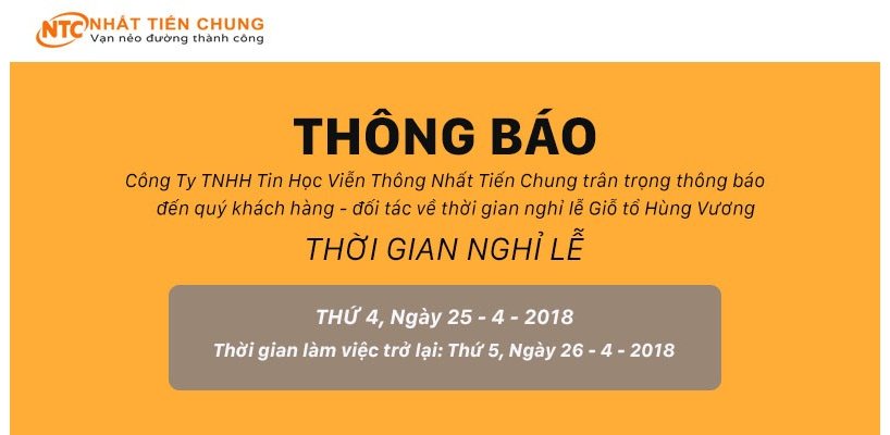 Thông báo - Nghỉ lễ Giỗ tổ Hùng Vương 2018