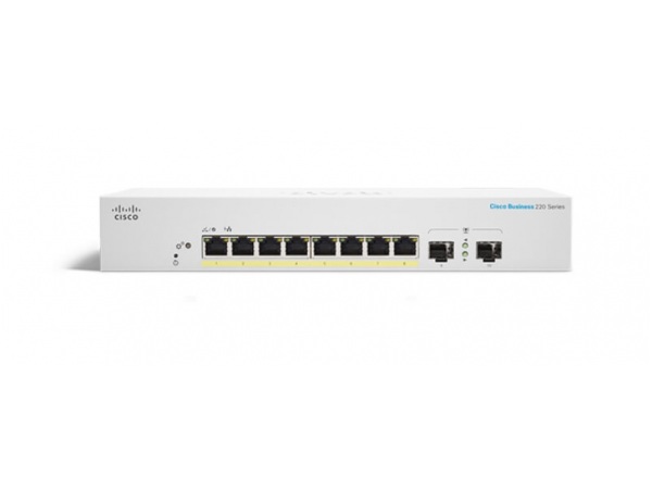 Cisco CBS220 Smart 8-port GE, PoE+ 65W, Ext PS, 2x1G SFP