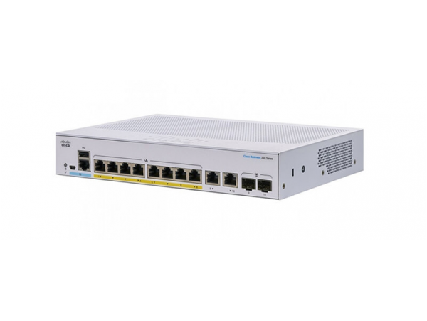 CBS350-8P-E-2G-EU Cisco Business 350 Series 8 gigabit PoE+ ports, external power.