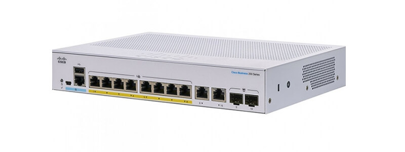 CBS350-8P-2G-EU Cisco Business 350 Series 8 gigabit PoE+ ports, internal power.
